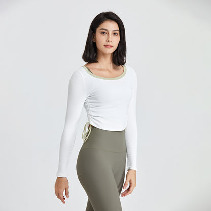 Long-sleeved T-shirt With Side Drawstring