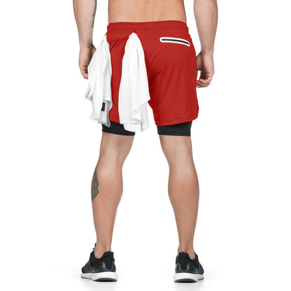 Men 2 In 1 Double-deck Quick Dry GYM  Shorts