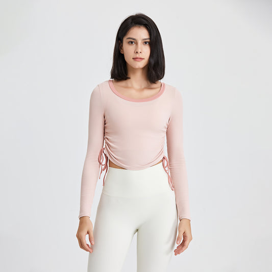 Long-sleeved T-shirt With Side Drawstring