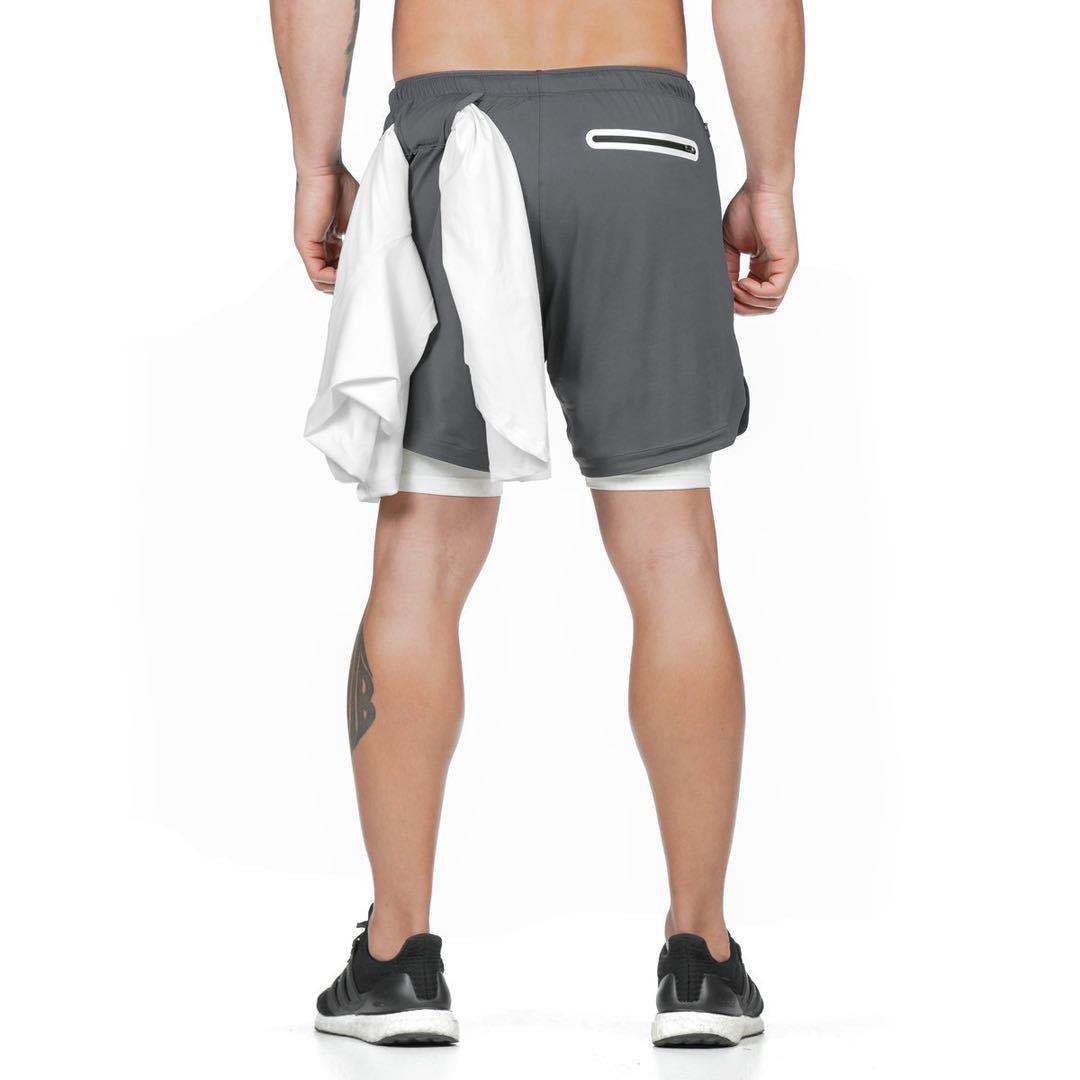 Men 2 In 1 Double-deck Quick Dry GYM  Shorts
